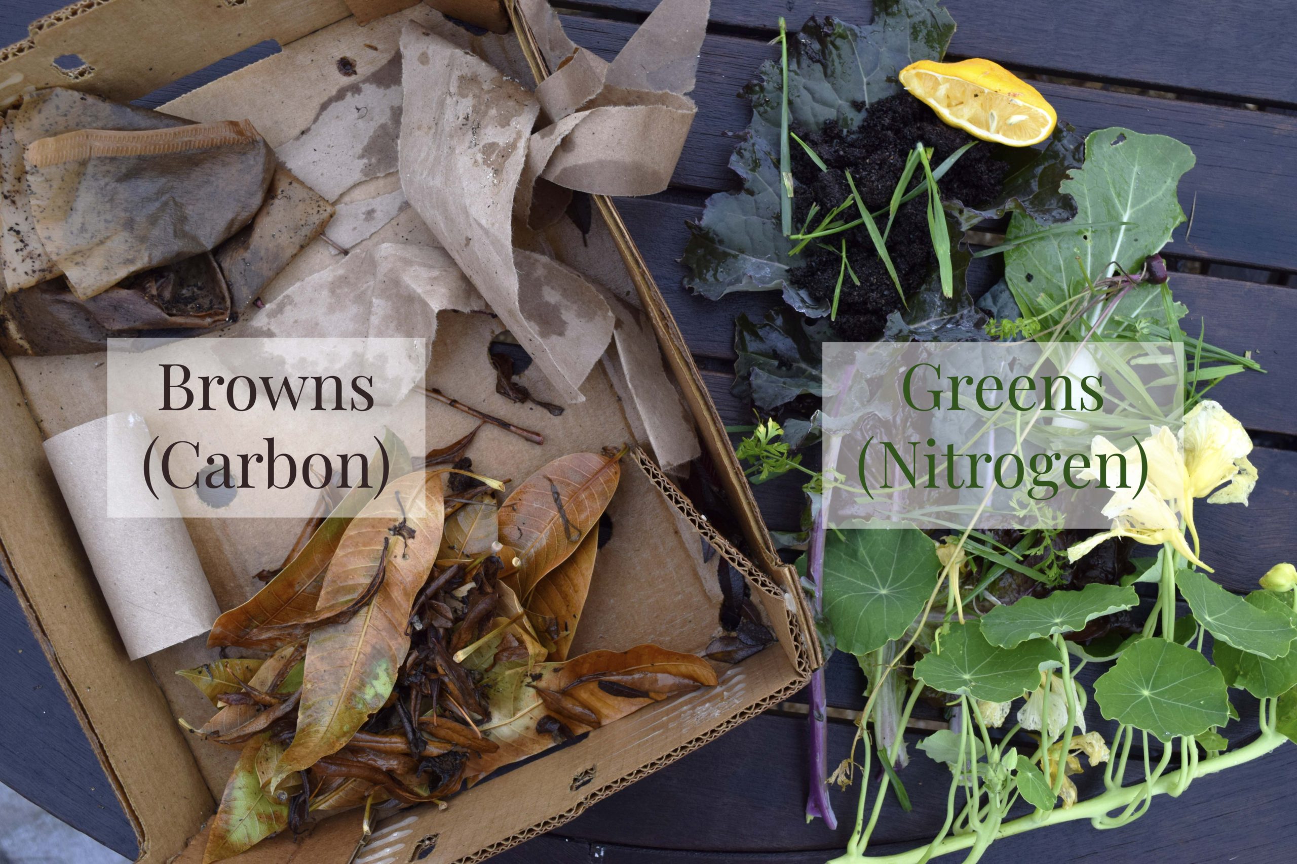 https://freckledcalifornian.com/examples-of-browns-and-greens-carbon-and-nitrogen-for-compost/