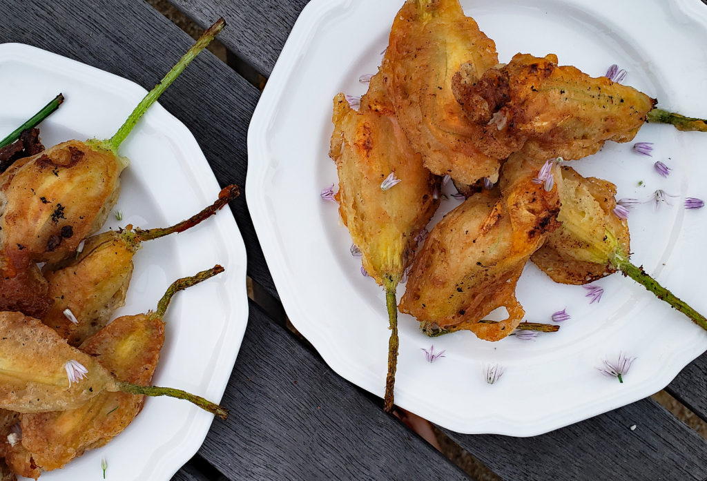 Squash Blossoms Stuffed with Goat Cheese Freckled Californian A California Gardening